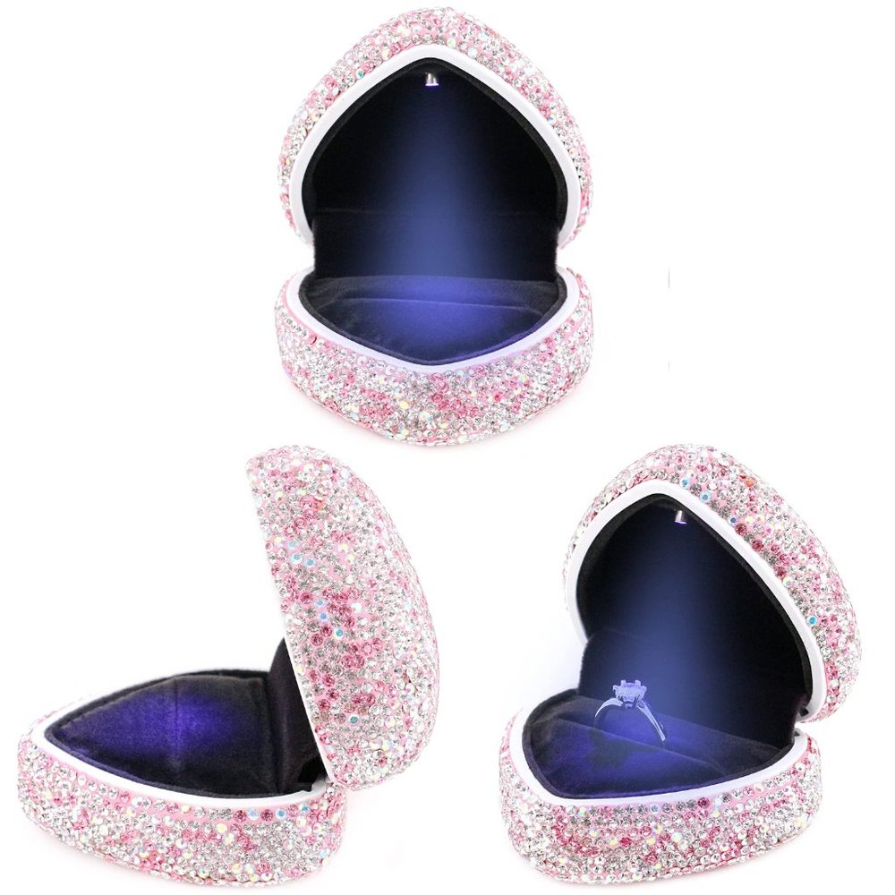 NEW Sparkling Swarovski Crystal Rhinestone Heart Bling Jewelry Ring Box … - Picture 12 of 17